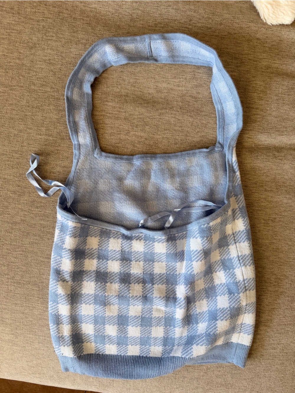 Abercrombie & Fitch Light Blue and White Check Knit Tank - Picture 2 of 4